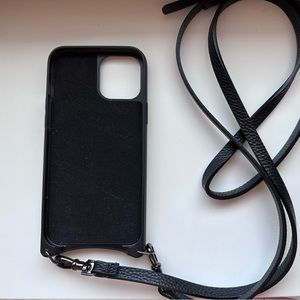 Leather crossbody iphone 12 pro max case “Emma”